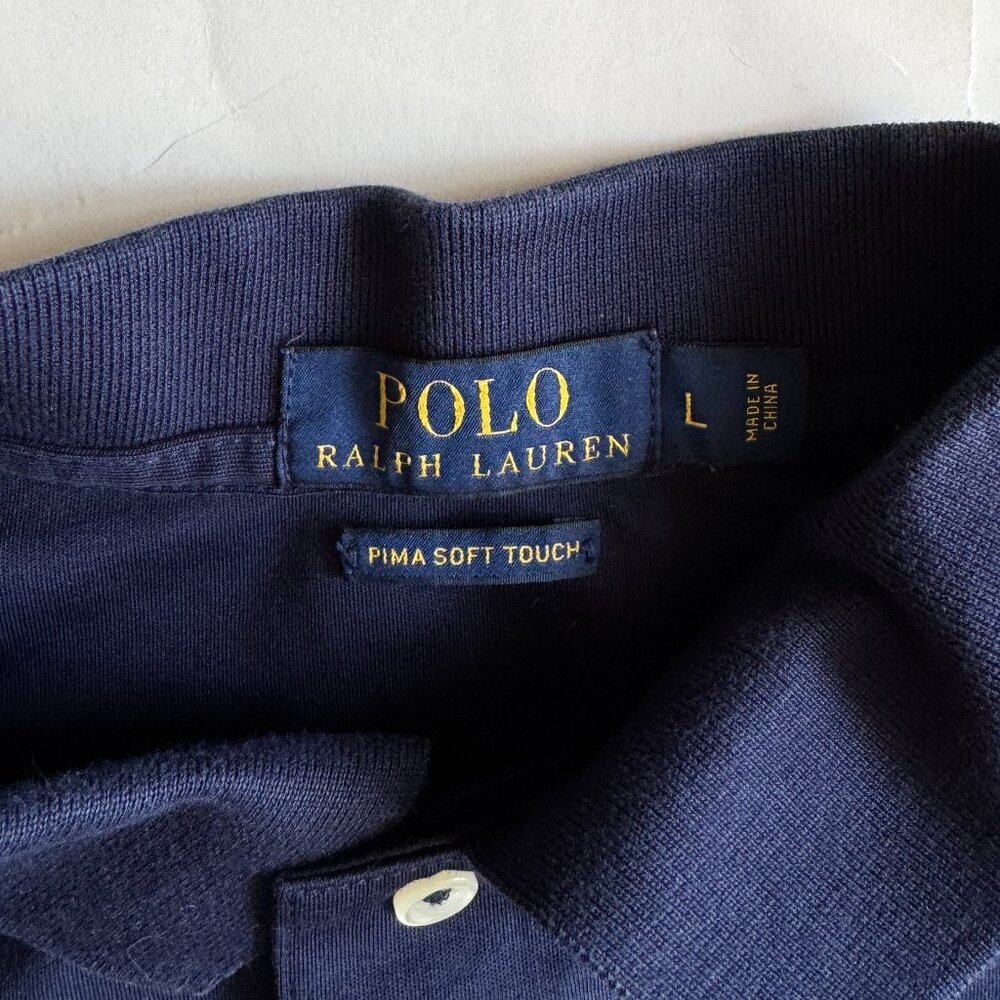 Polo Ralph Lauren Classic Pima Soft Touch Short Sleeve Polo Shirt Navy L - Picture 3 of 3